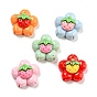 Opaque Resin Cabochons, Flower with Strawberry