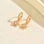 Brass Micro Pave Cubic Zirconia Star Hoop Dangle Earrings for Women