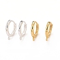 Rack Plating Eco-friendly Brass Hoop Earring Findings, with Horizontal Loop, Lead Free & Cadmium Free, Ring