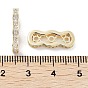 Brass Micro Pave Clear Cubic Zirconia Multi-Strands Links, Spacer Bars, Wavy Oval, 3-Hole