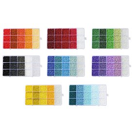 DIY 15 Grids ABS Plastic & Glass Seed Beads Jewelry Making Finding Beads Kits, Rondelle