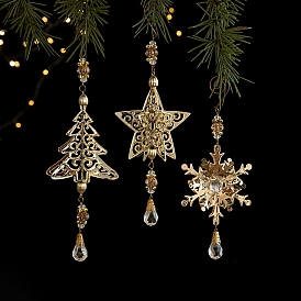 Christmas Theme Iron Snowflake/Tree/Bell Pendant Decoration, for Christmas Tree Hanging Ornament