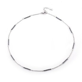 304 Stainless Steel Chain Necklaces, with Non-Magnetic Synthetic Hematite Beads and Cable Chains
