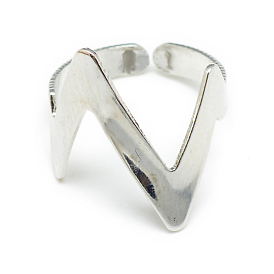 Initial Letter N Open Ring, Iron Cuff Ring for Women