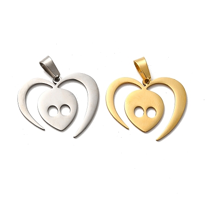 201 Stainless Steel Pendants, Heart with Skull