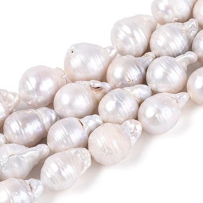 Нити бусин из натурального зернистого жемчуга кеши в стиле барокко, культивированный пресноводный жемчуг, слеза, желобчатый