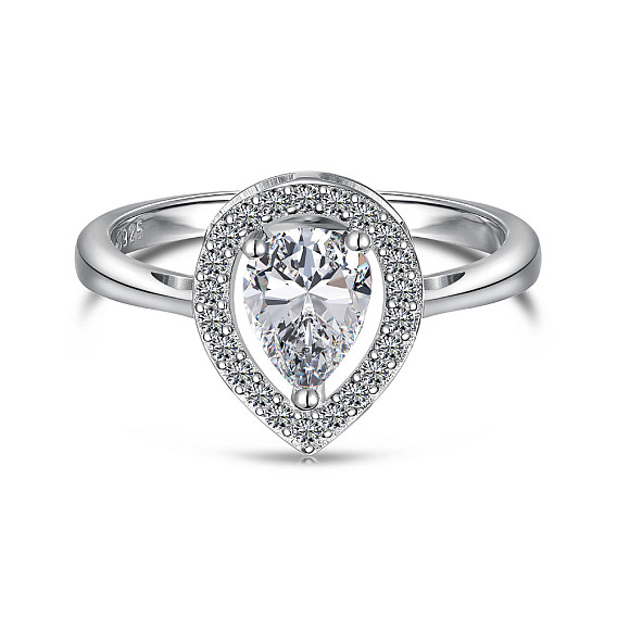 925 Кольца из стерлингового серебра с микропаве из кубических цирконий, слеза