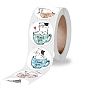 6 Style Thank You Stickers Roll, Round Paper Cat Pattern Adhesive Labels, Decorative Sealing Stickers for Christmas Gifts, Wedding, Party