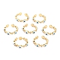 Brass Micro Pave Clear Cubic Zirconia Cuff Rings, Open Rings, with Enamel, Evil Eye, Golden