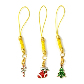 Christmas Theme Polyester with Alloy Enamel Mobile Straps, for Mobile Accessories Decoration