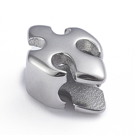 Retro 304 Stainless Steel Slide Charms/Slider Beads, Easter Theme, for Leather Cord Bracelets Making, Cross