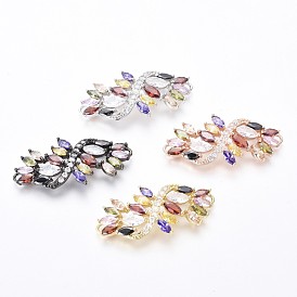 Brass Links, with Colorful Cubic Zirconia, Flower