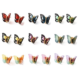 Серьги-гвоздики «Фильм-бабочка» с фианитами, настоящие 18 позолоченные серьги из латуни k, без свинца и без кадмия