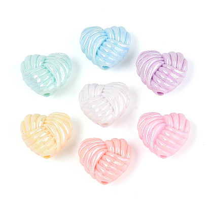 Непрозрачные акриловые бусины, сердце, с покрытием AB цвета