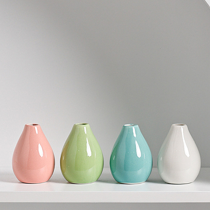 Mini Ceramic Floral Vases for Home Decor, Small Flower Bud Vases for Centerpiece, Wine Bottle Shape
