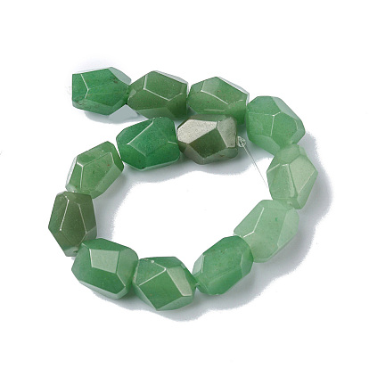 Natural Green Aventurine Beads Strands, Faceted, Nuggets