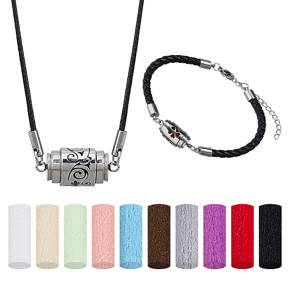 1набор ожерелий из нержавеющей стали в виде флаконов для духов, с 1набором браслетов из нержавеющей стали