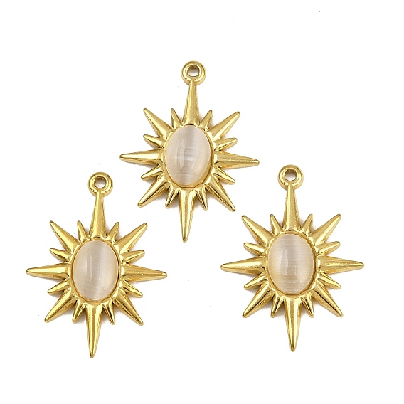 304 из нержавеющей стали Cat Eye подвески, подвеска в форме солнца, ионное покрытие (ip)