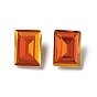 Light AB Style Glass Rhinestone Cabochons, Pointed Back & Back Plated, Faceted, Rectangle