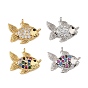 Brass Micro Pave Cubic Zirconia Charms, Fish Charms, Rack Plating, Long-Lasting Plated, Cadmium Free & Lead Free