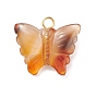 Natural Mixed Gemstone & Agate Pendans, with 304 Stainless Steel Flat Head Pins, Butterfly