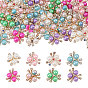 80шт. 8цветные пластиковые кабошоны из искусственного жемчуга, со стразами, цветок