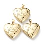 Brass Locket Pendants, Photo Frame Pendants for Necklaces, Long-Lasting Plated, Heart with Lion