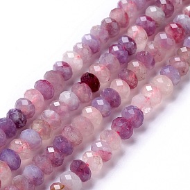 Natural Plum Blossom Tourmaline Beads Strands, Faceted, Rondelle
