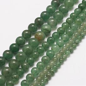 Brins vert aventurine de perles naturelles, ronde