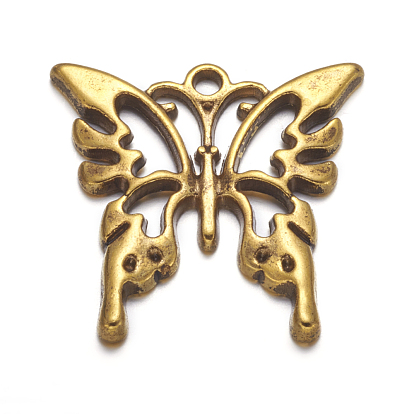 Tibetan Style Alloy Pendants, Lead Free and Cadmium Free,Butterfly, 25x26x2mm, Hole: 2mm