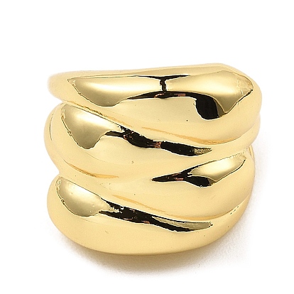 Rack Plating Brass Teardrop Open Cuff Rings for Women, Cadmium Free & Lead Free