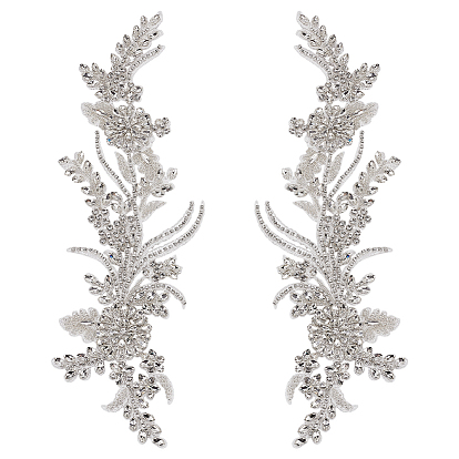 Аксессуары для костюмов с вышивкой из полиэстера и блесток, украшение для шитья стразами, цветок