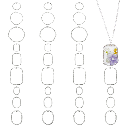 36шт 9 стили подвески из сплава с открытой спиной, для diy уф смолы, эпоксидная смола, Прессованные цветочные украшения, смешанный щель, без кадмия и без свинца