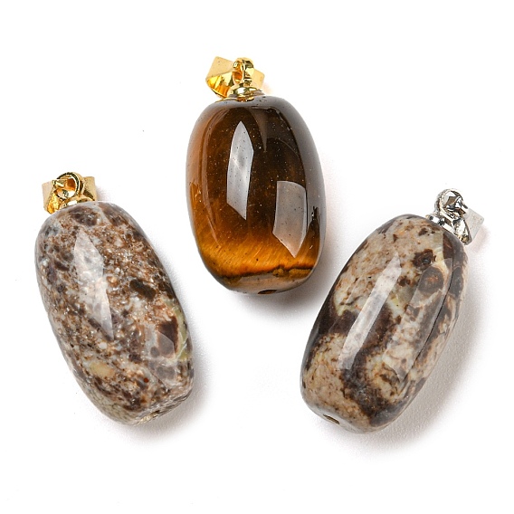 Природных драгоценных камней подвески, подвески-бочонки с защелками из сплава на дужках