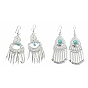 Silver Alloy Chandelier Earrings with Synthetic Turquoise, Bohemia Drop Earrings