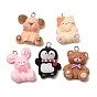 Aninal Theme Opaque Resin Pendants, with Platinum Iron Loops