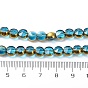Half Plated Electroplate Transparent Glass Beads Strands, Antique Bronze Plated, Flat Round, Faceted