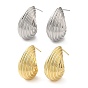Rack Plating Brass Shell Shape Stud Earrings for Women, Lead Free & Cadmium Free, Long-Lasting Plated