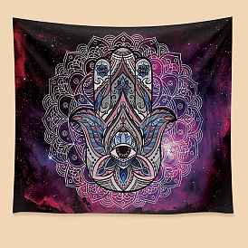 Polyester Hamsa Hand/Hand of Miriam Pattern Wall Hanging Tapestry, for Bedroom Living Room Decoration, Rectangle