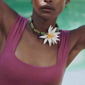 Модные двухслойные ожерелья из смоляных цветов для женщин