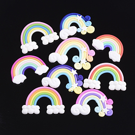 Handmade Polymer Clay Cabochons, Rainbow