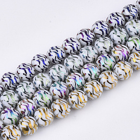 Electroplate Glass Beads Strands, Round