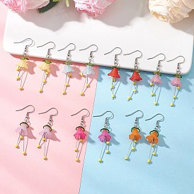 304 серьги-подвески в виде цветов из акрила и нержавеющей стали, со стеклом