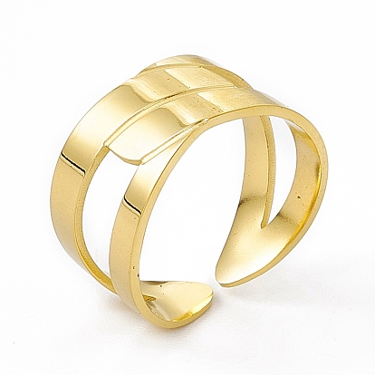 Ion Plating(IP) 304 Stainless Steel Cuff Ring for Women, Wide Band Open Rings