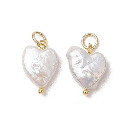 Подвески из натурального барочного жемчуга Кеши, подвески в форме сердца с 304 кольцами из нержавеющей стали, белые