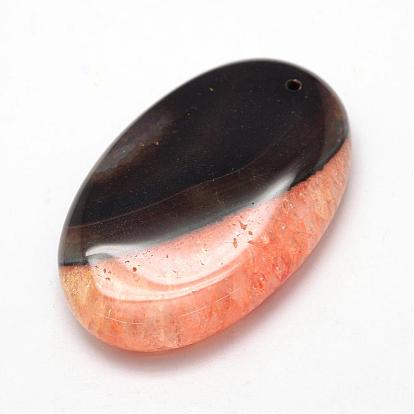 Natural Dyed Agate Pendants, Oval