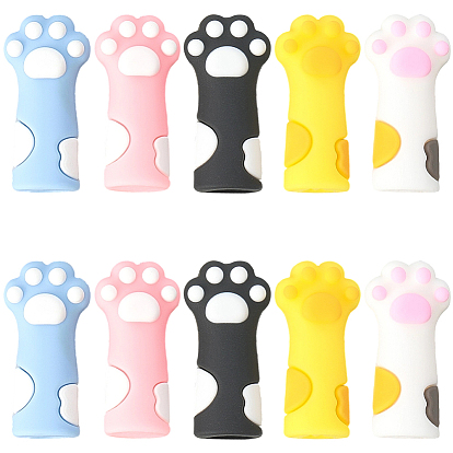 10 шт. 5 колпачки для ручек в мультяшном стиле, силиконовый чехол для карандаша, отпечаток кошачьей лапы