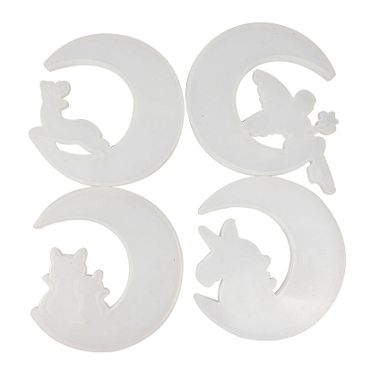 Moon with Unicorn Angel Cat Food Grade Silicone Molds, Resin Casting Molds, for UV Resin & Epoxy Resin Craft Making