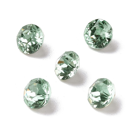 Glass Rhinestone Cabochons, Pointed Back & Back Plated, Diamond