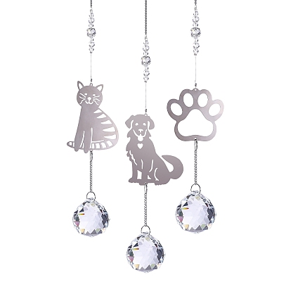 Металлические подвесные украшения для домашних животных, создатель радуги на окнах, стеклянный круглый кистевой подвесной ловец солнца для украшения крыльца дома и сада